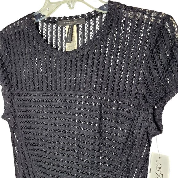 BCBGMaxazria Striped Lace Asymmetrical Hem Top Size S - Picture 5 of 9